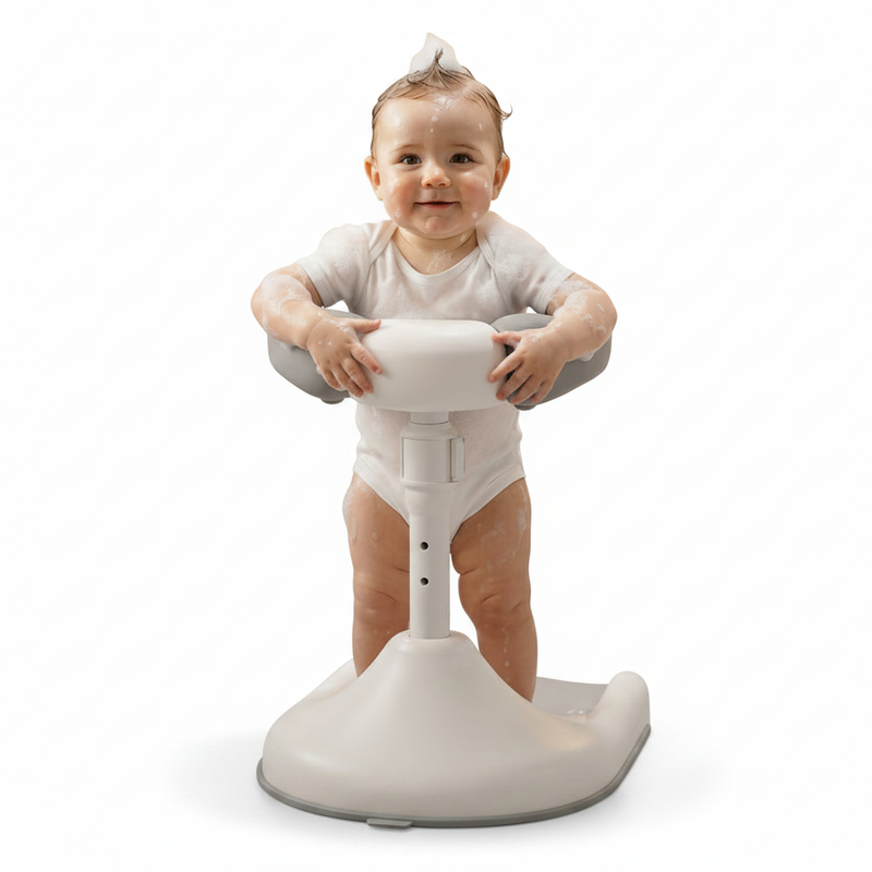 Baby with product on a clean white background