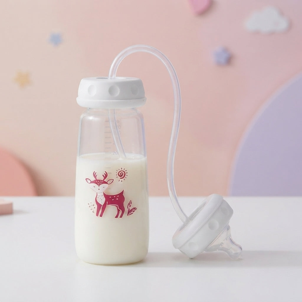 Kiddlan | Pink Hands-Free Baby Bottle