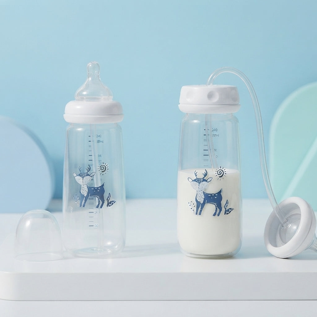 Kiddlan | Blue Hands-Free Baby Bottle