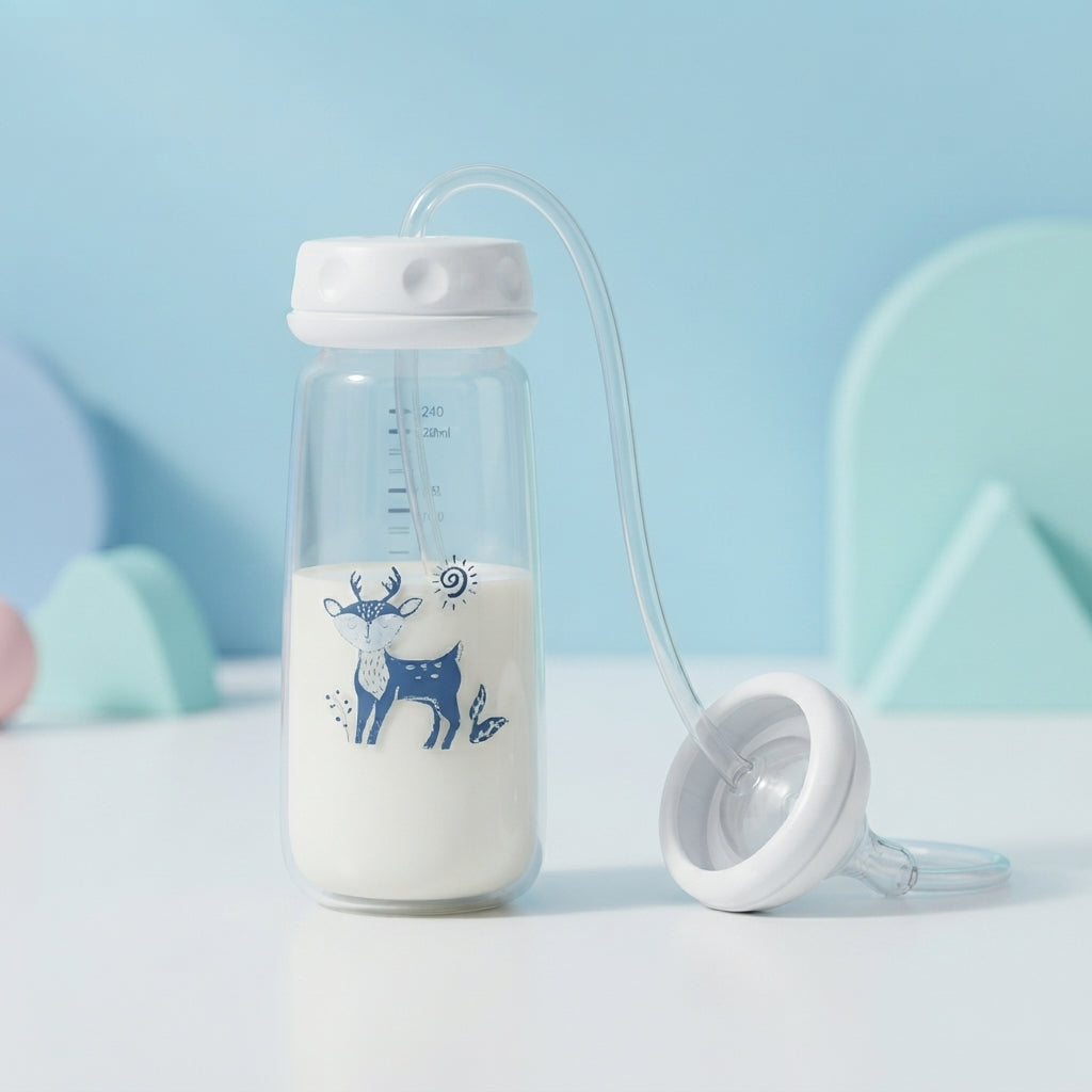 Kiddlan | Blue Hands-Free Baby Bottle