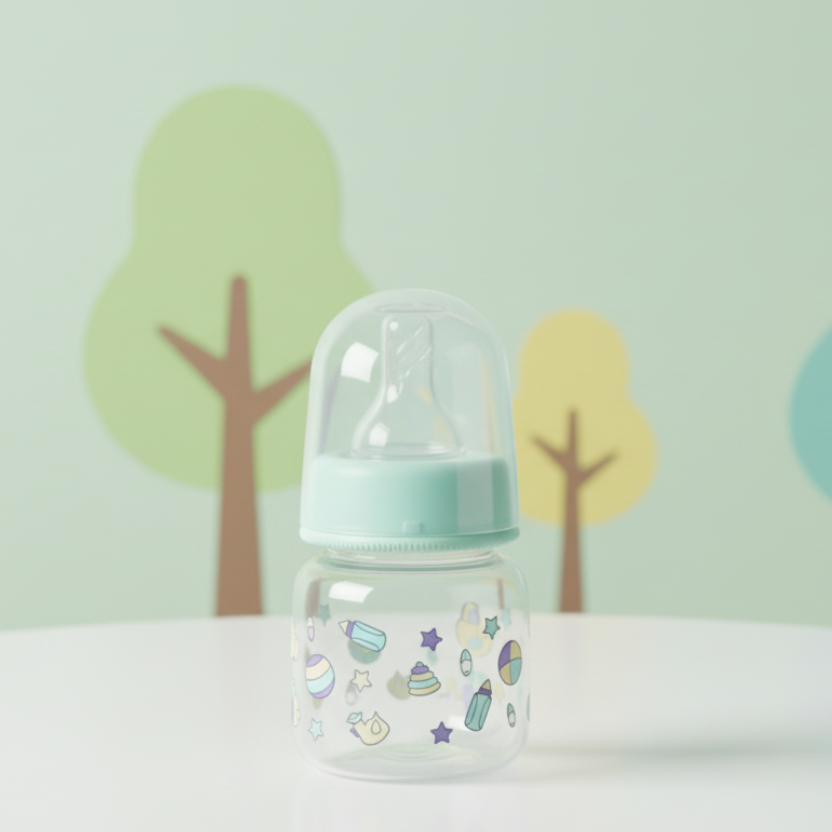 Baby Bottle with Green Background