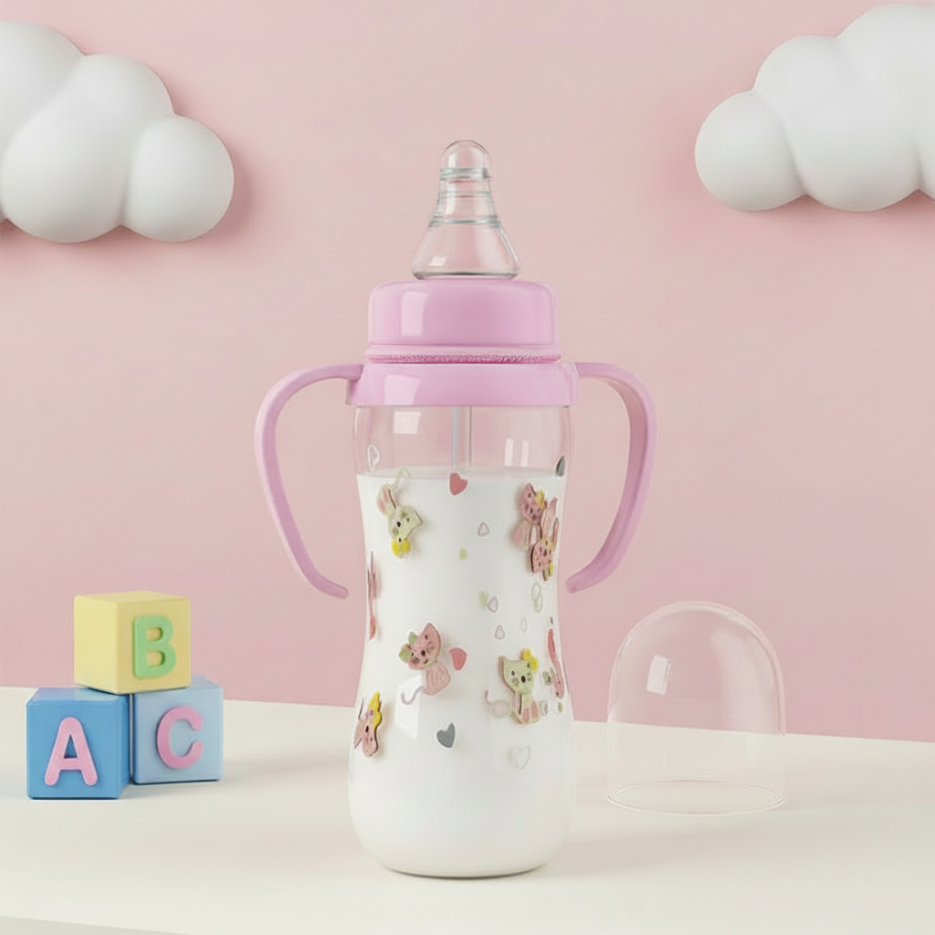 Baby bottle with milk - no yellow circle